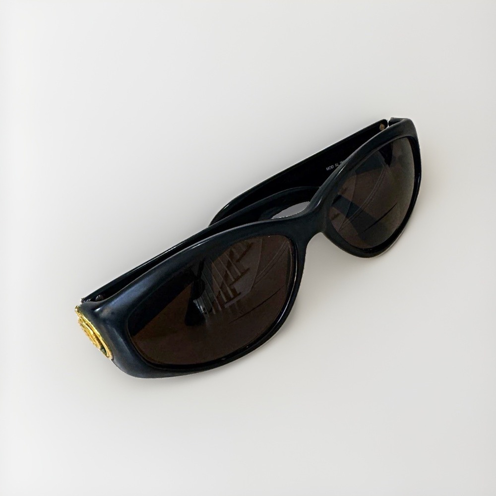FENDI SL 7506 Oval Sunglasses Black Plastic Frame Brown Tinted Lenses Women